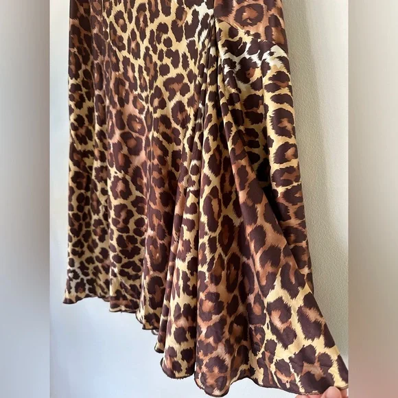 VTG 90s Y2K 100% Silk Moda International Midi animal print skirt street Grunge - Picture 5 of 9